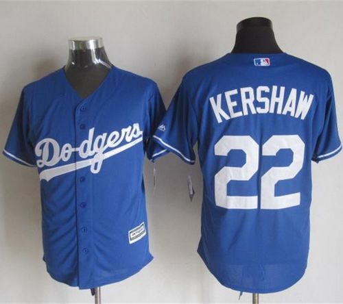 Dodgers #22 Clayton Kershaw Blue New Cool Base Stitched MLB Jersey - Click Image to Close